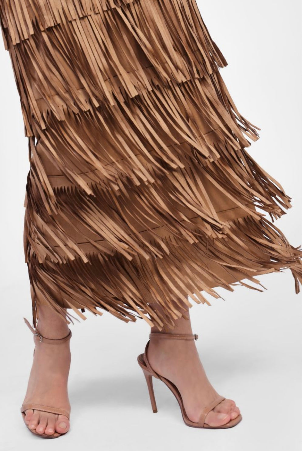 Gonna lunga effetto suede con frange
