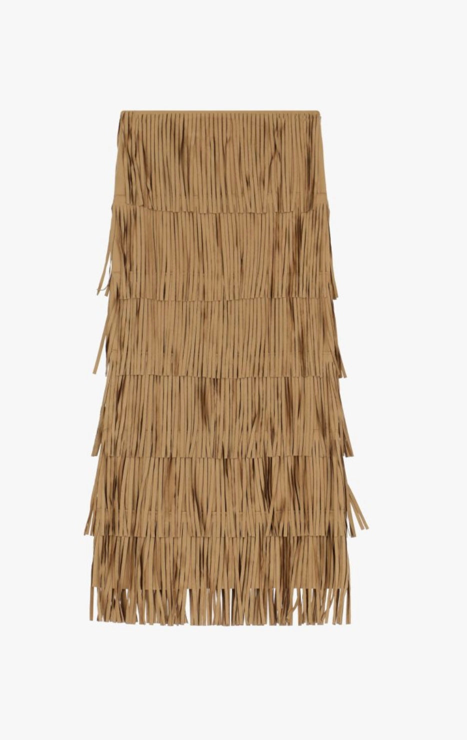 Gonna lunga effetto suede con frange