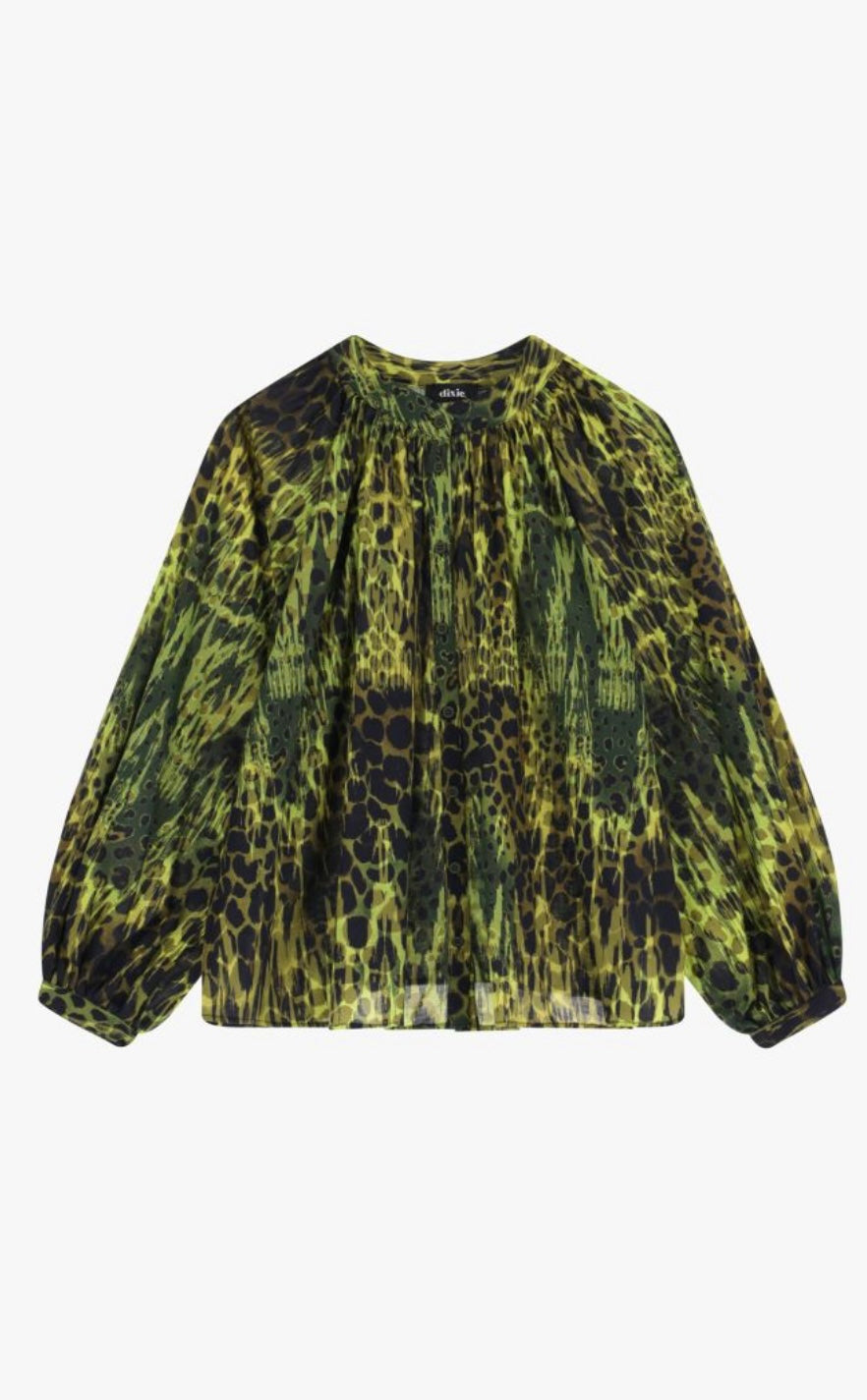 Camicia stampa animalier con maniche volume