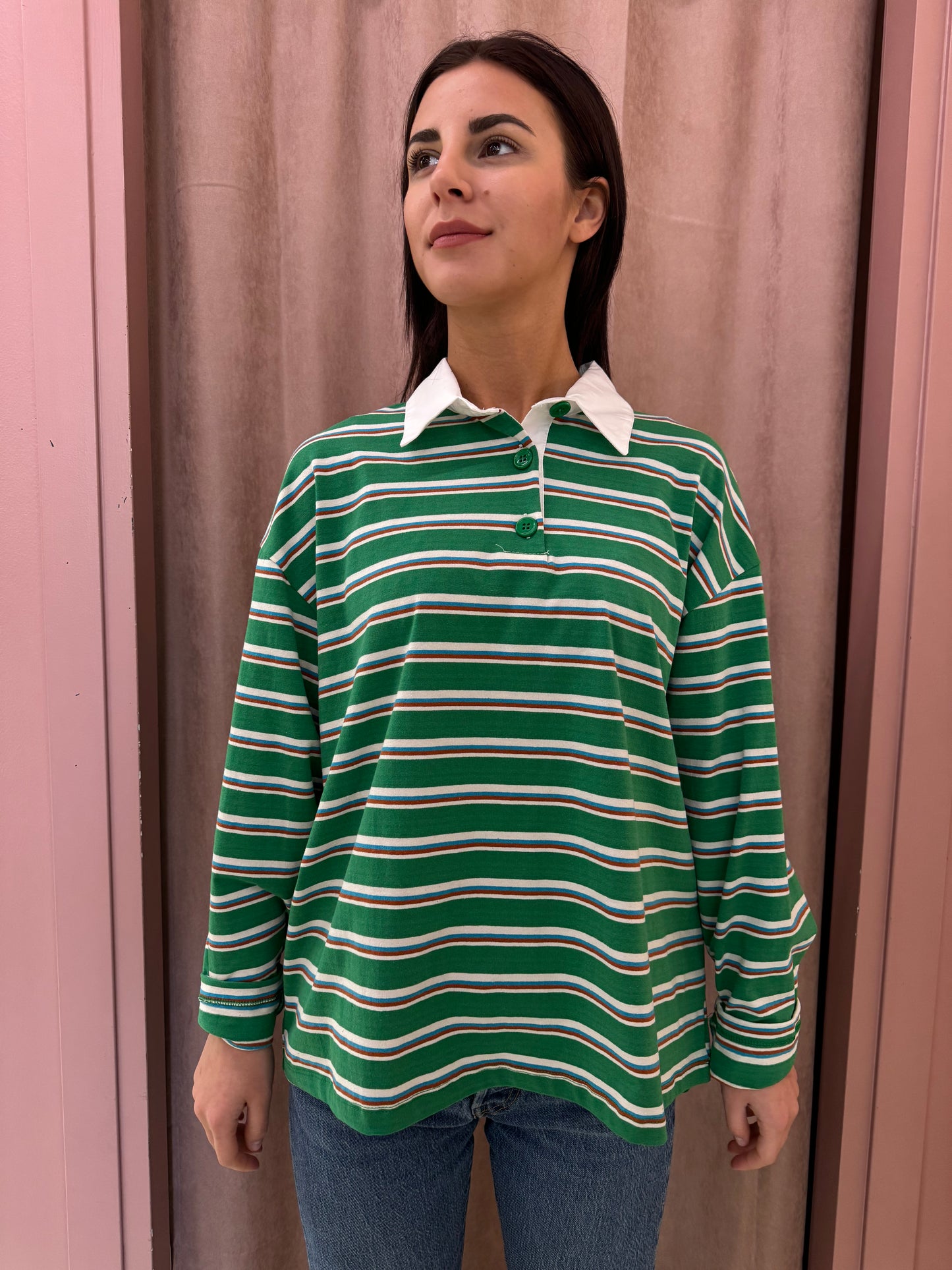 Polo a righe verde