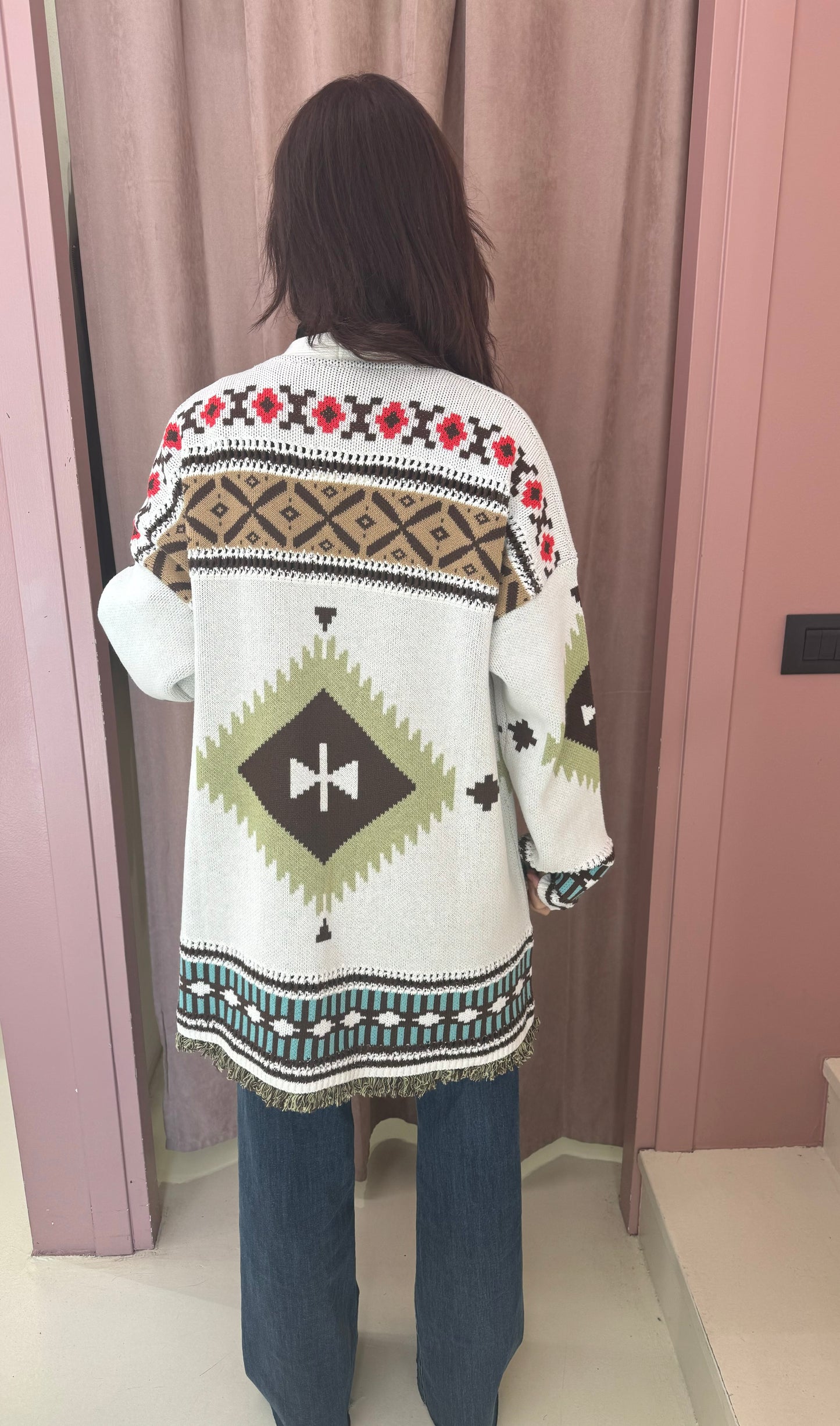 Cardigan Jacquard bianco