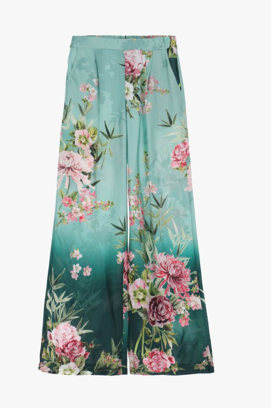 Pantaloni larghi fluidi con stampa floreale