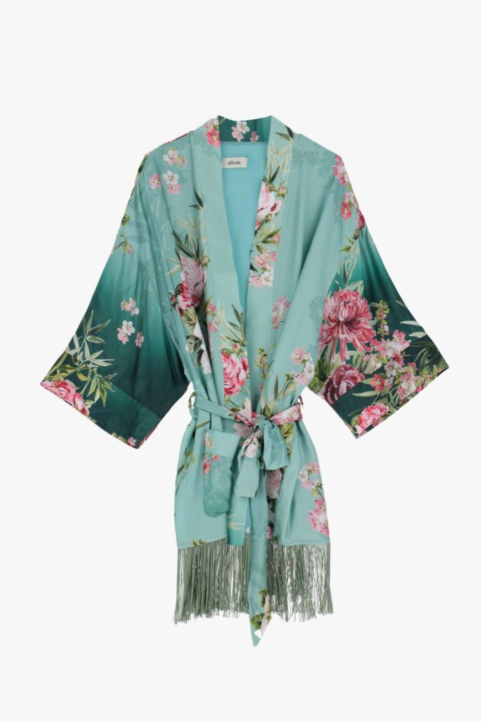 Kimono con motivo floreale e tasche