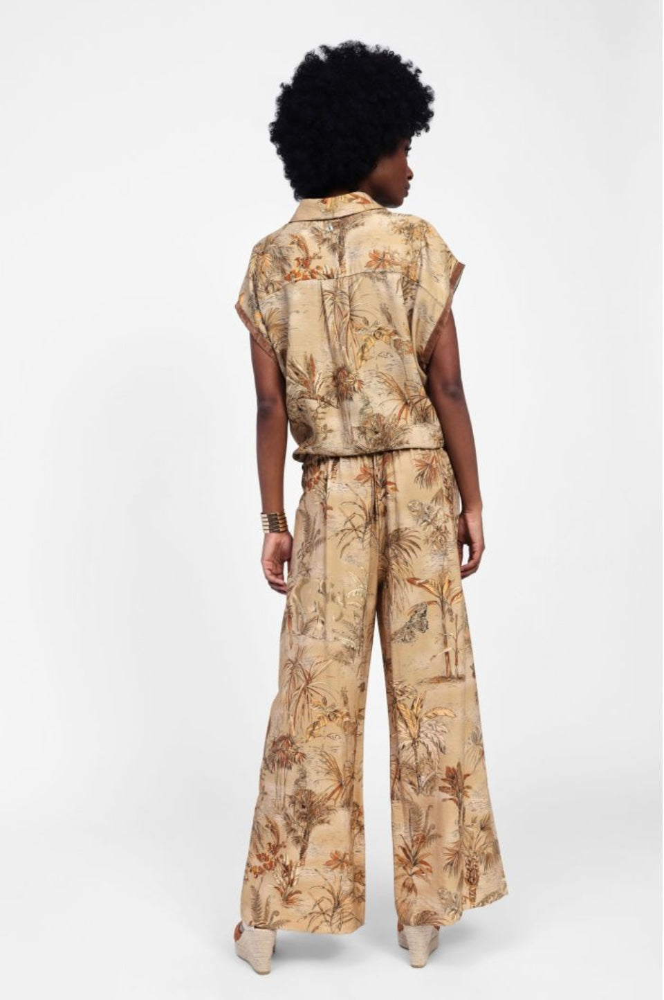 Pantaloni palazzo fantasia vita alta