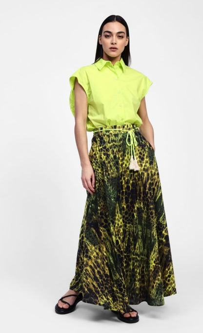 Gonna lunga stampa animalier con cordino