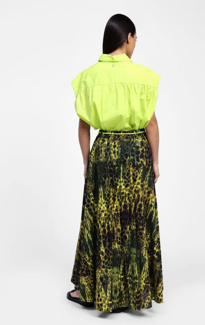 Gonna lunga stampa animalier con cordino