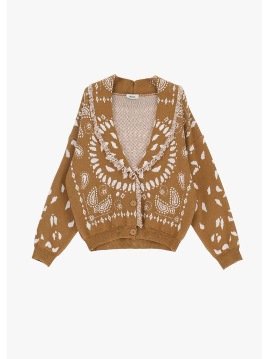 Cardigan con ricamo e orlo vivo