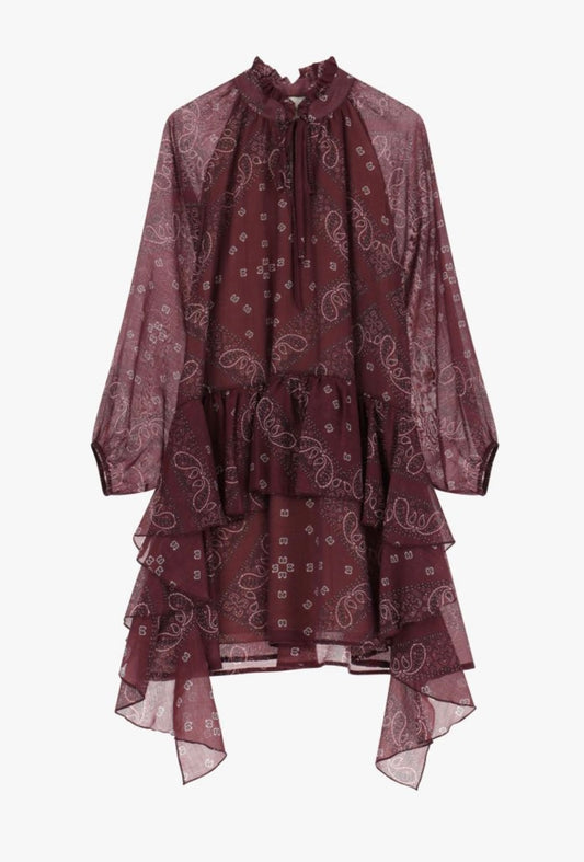 Vestito corto con volant e motivi