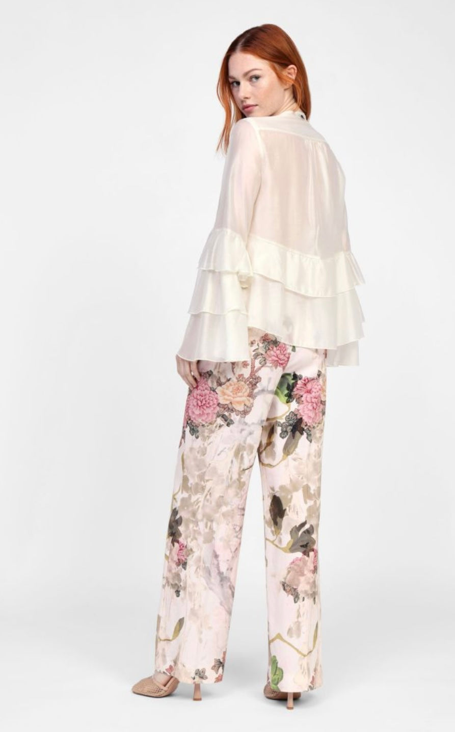 Pantaloni ampia stampa floreale