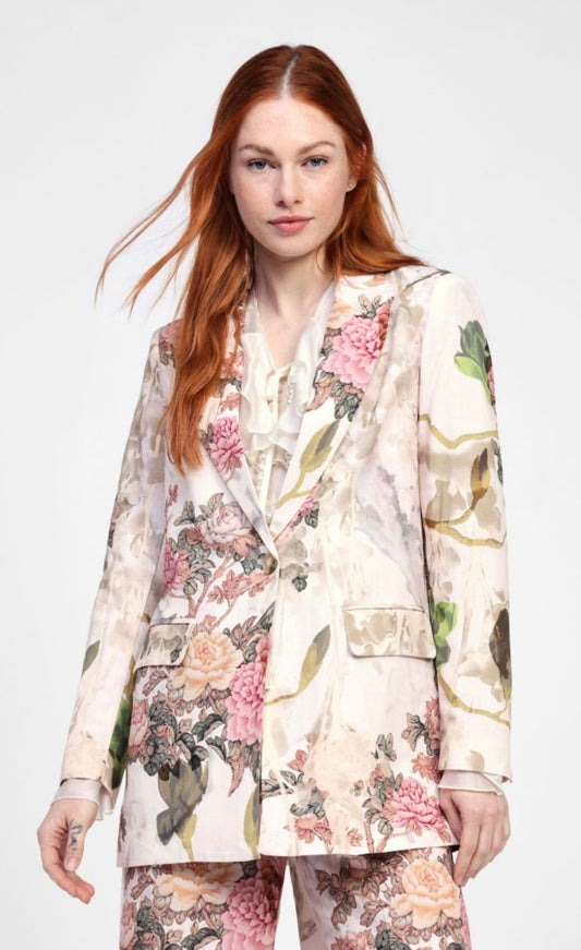 Blazer con stampa floreale e chiusura
