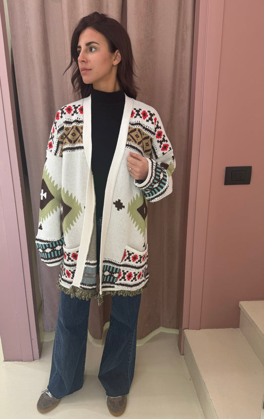 Cardigan Jacquard bianco