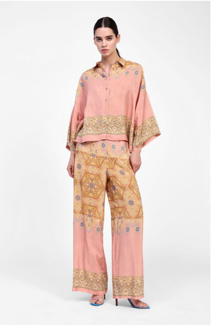 Pantaloni ampia stampa geometrica