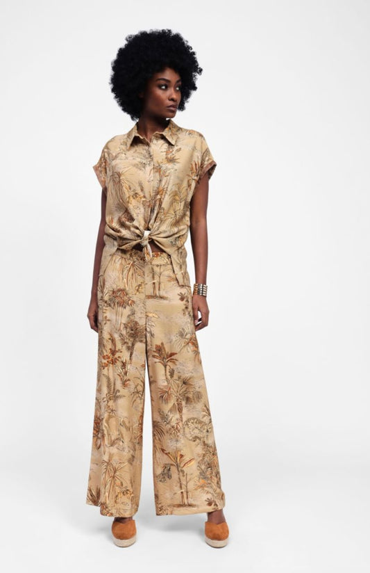 Pantaloni palazzo fantasia vita alta