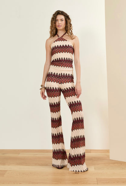 Top in maglia laminata multicolor